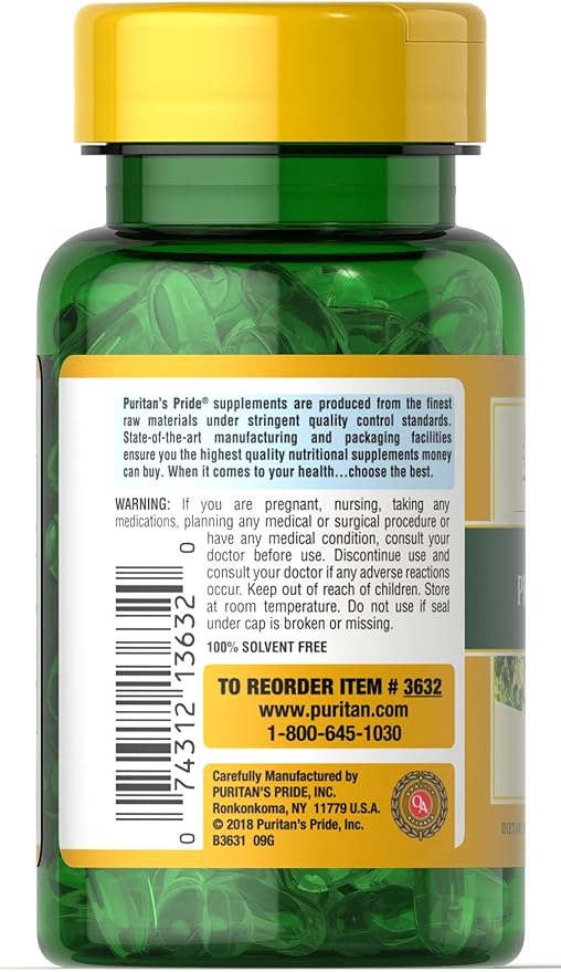 Puritan's Pride Cold Pressed Evening Primrose Oil 500 mg with GLA, Dietary Support Supplement for Womens Skin Health, 100 Rapid Release Soft Gels