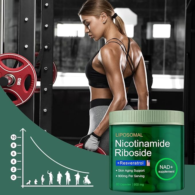 Nicotinamide Riboside, Liposomal Nicotinamide Riboside 900mg Resveratrol Quercetin Supplement for Vitality, Anti Aging, Energy, Focus, 80 Capsules