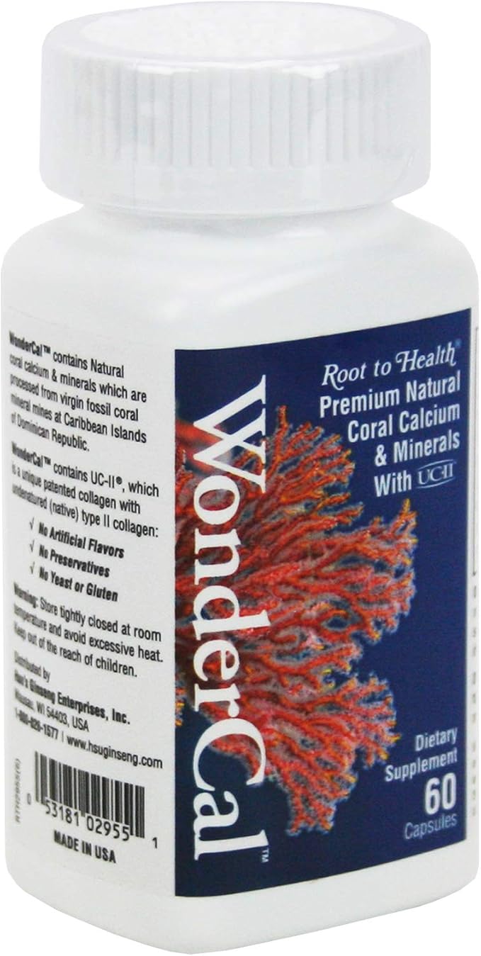 Hsu's Ginseng SKU 2955 | WonderCal, 60 Count | Coral Calcium Supplement | 许氏萬全鈣 | 60ct Bottle, B000153ROK