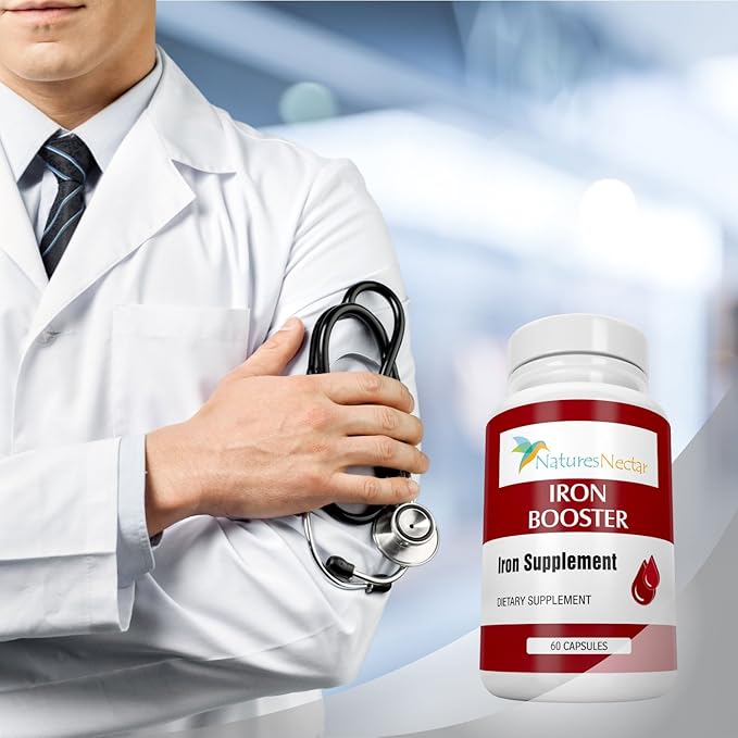 Nature's Nectar Iron Booster - Iron Supplement for Women - Helps Boost Red Blood Cell Production with Slow Release Non Constipating Ferrous Pills for Women - Best for Anemia