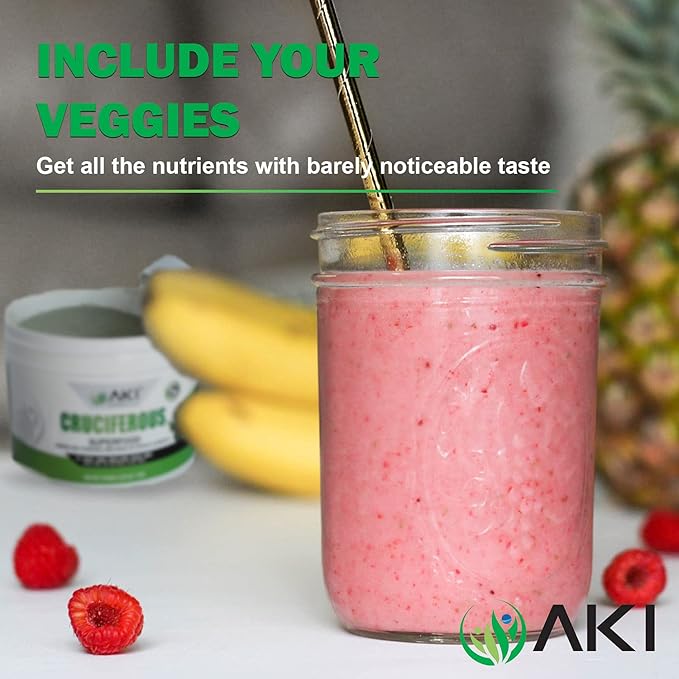 AKI Cruciferous Superfood Blend Powder and AKI Marine Phytoplankton Powder - Plant Based Proteins Ideal to Boost Greens Veggie Smoothie Supplements Vitamins | Vegan & GMO Free