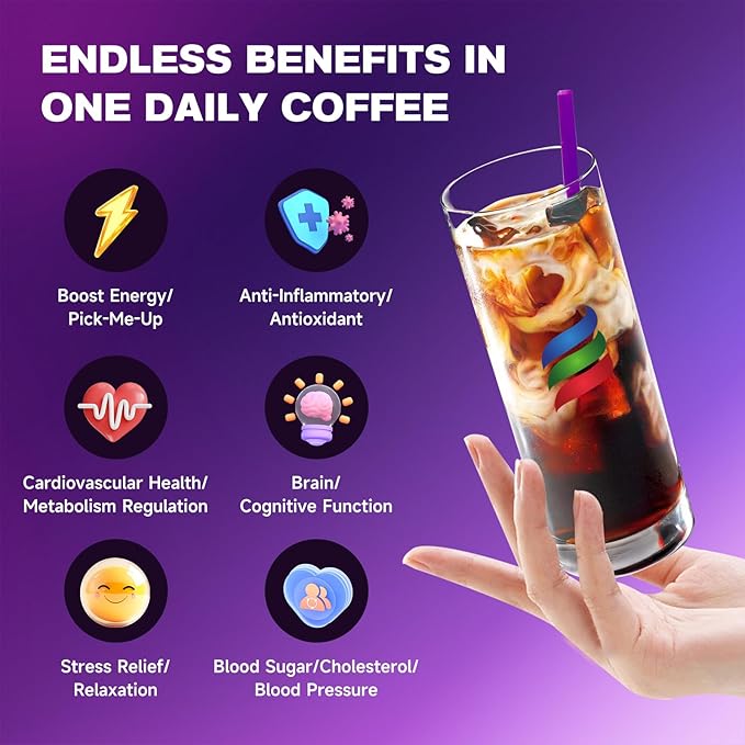 SUNDAFONE Mushroom Coffee, with Grass Fed Collagen, Mullein, Lion's Mane, Reishi for Focus, Immunity, Memory, Clarity, Breathing, Skin Hair Support, 12 Adaptogenic Instant Collagen Slim Coffee