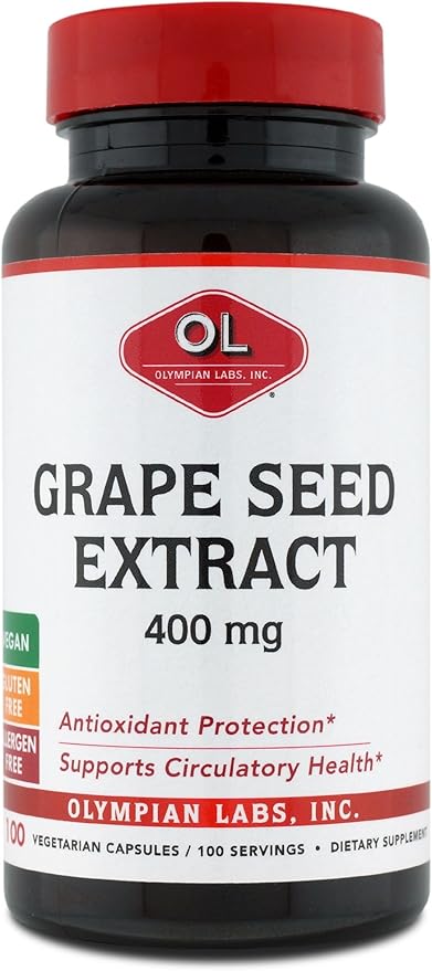 Olympian Labs Grape Seed Extract 400mg Vegan Capsules | Supports Heart & Immune Health, Antioxidant - 100 Count