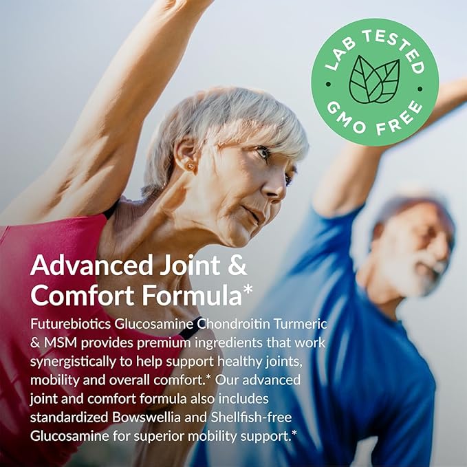 Futurebiotics Glucosamine Chondroitin Turmeric & MSM Advanced Joint Formula, Supports Healthy Joints & Mobility - Non-GMO, 90 Capsules