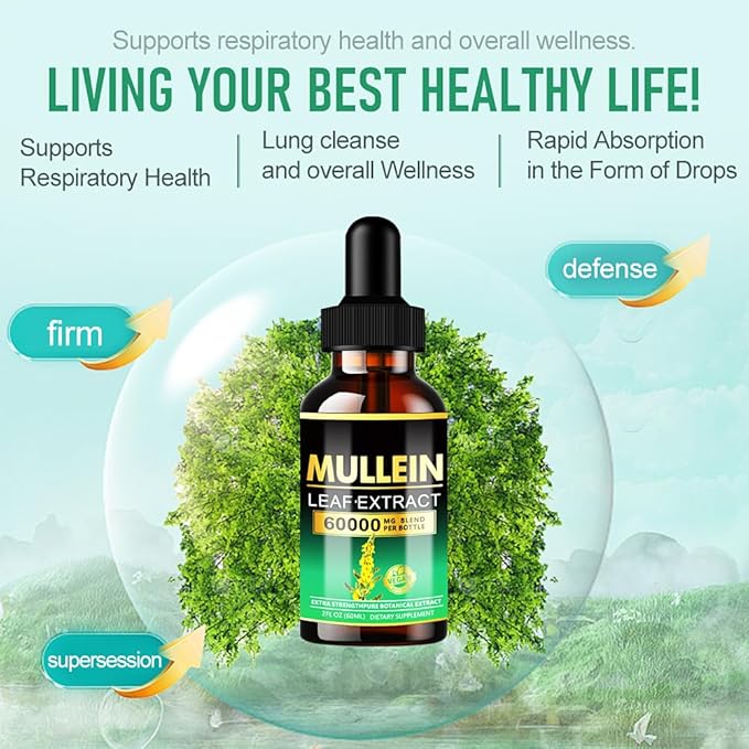 Centrum Mullein Drops for Lungs - Lung Cleanse - Leaf Extract - Herbal Supplements - Powerful Mullein for Immune Support,Detox & Respiratory Support (2 fl oz (Pack of 1))