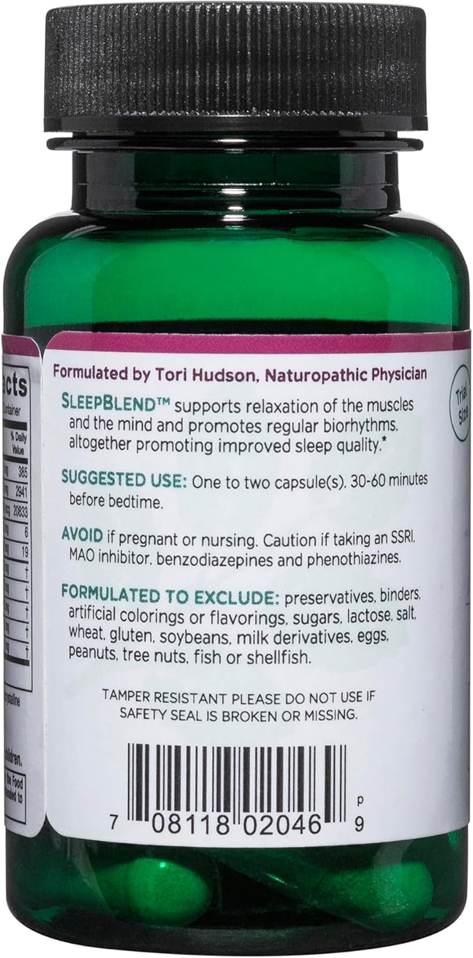 Vitanica SleepBlend - Sleep & Relaxation Support for Women - Herbal Supplements with Melatonin, Valerian Root, Vitamin B2 & B12 & Magnesium - Lady - 15 Vegan Caps