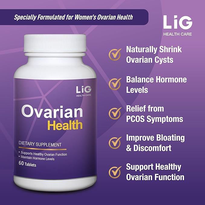 LIG Ovarian Health - Natural Supplement (60 Tablets) - Shrink Ovarian Cysts - Balance Hormone Levels - Maintain Ovarian Health - Honeysuckle Flower