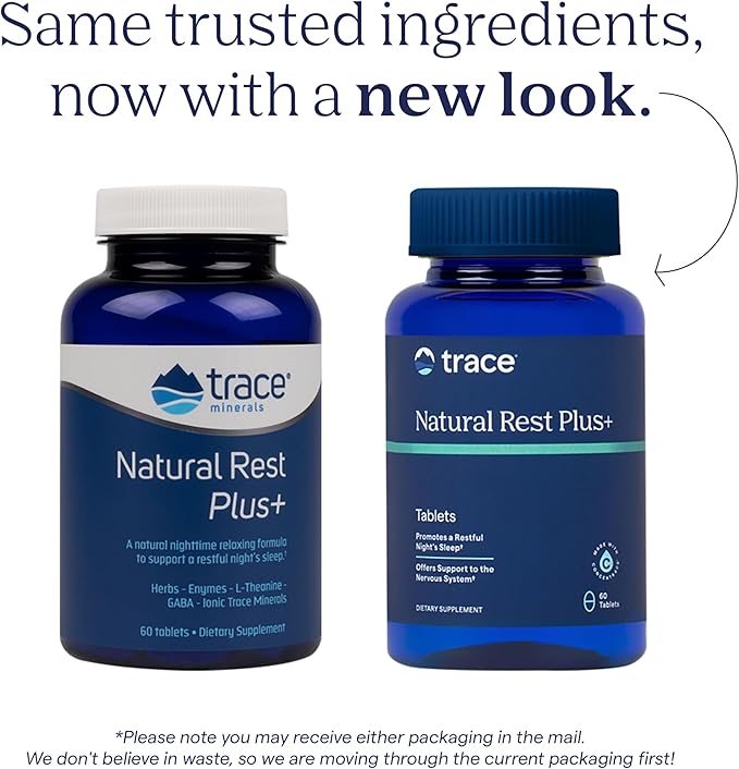 Trace Minerals Natural Rest Plus - Dietary Supplement for Regular & Restful Sleep Support - Health Supplement with Magnesium to Support Relaxation - Herb & Enzyme Blend - 60 Tablets (30 Servings)