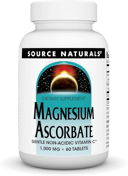 Source Naturals Magnesium Ascorbate, Non-Acidic Vitamin C* -1000 mg, 60 Tablets