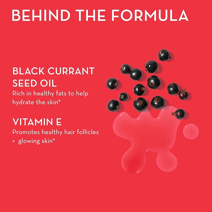 HUM Red Carpet - Skin & Hair Supplement - Black Currant Seed Oil for Glowing Skin & Strong Thicker Hair with Vitamin E & Omegas 3/6 - Hair Growth Vitamins for Women (60-Count)