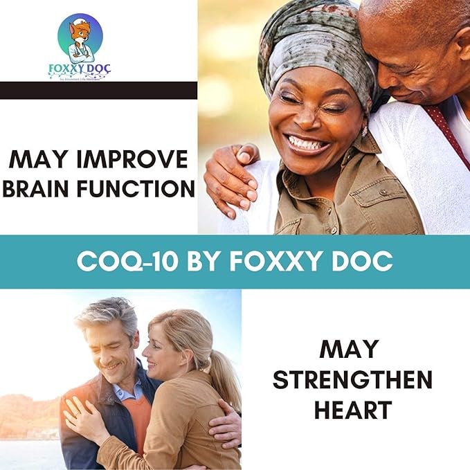 CoQ10 - Co-Enzyme Q10-200 mg - Excellent Value - 200 Caps - Quick Absorption - Veg. Caps - Non-GMO - Ubiquinone - Heart & Cellular Energy & Brain Supplement by Foxxy Doc
