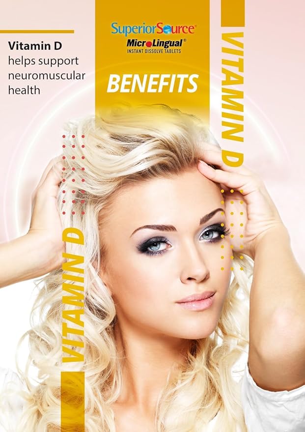 Superior Source Vitamin D3 1000 IU - Offers Immune System, Brain & Nervous System Support - Aids Calcium Absorption for Teeth & Bone Health - Bariatric Friendly - 100 Sublingual Dissolving Tablets