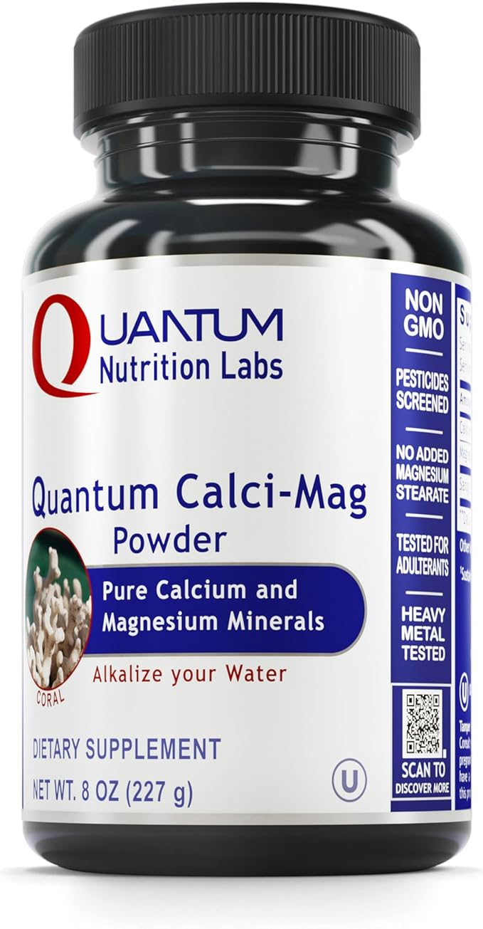 QNL Quantum Calci-Mag Powder - Calcium & Magnesium Supplement to Support Joint, Teeth & Bone Health - Coral Calcium Capsules from Sango Marine Coral - 8 oz