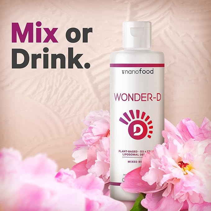 Codeage Liposomal Wonder-D, Vegan Cholecalciferol Vitamin D3 1000 IU Liquid Drops Supplement, Plant-Based Vitamins B12 & K2, Non-GMO Sunflower Phospholipids, Vitamin E, Mixed Berry Flavor, 7.6 fl oz