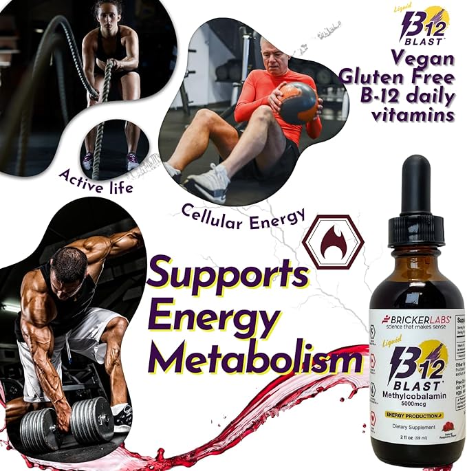 B12 Blast Methylcobalamin 5000mcg, Great Tasting Sublingual Liquid Energy Vitamins -Vegan B12 Vitamins, Sustained Energy and Cellular Health Supplement - 59-Day Servings