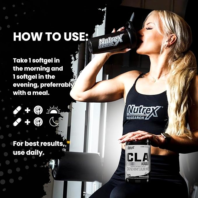 Nutrex CLA 90 Soft Gels - 1000mg Conjugated Linoleic Acid Active Blend from Safflower Oil - Stimulant-Free Metabolism Booster Pills for Weight Loss