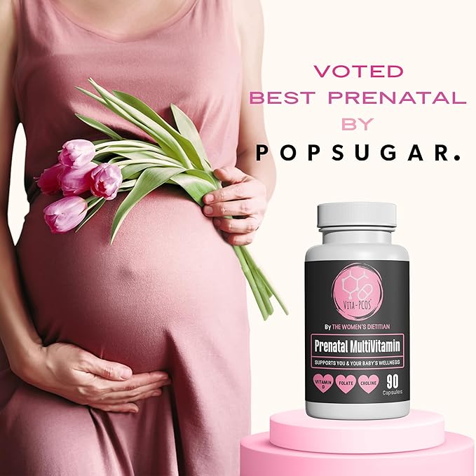 VITA-PCOS Prenatal Vitamins for Women - Prenatal Multivitamins with Folic Acid, Iron, Choline & More - Multivitamin for Women and Preconception - 90 Count Capsules (Pack of 1)