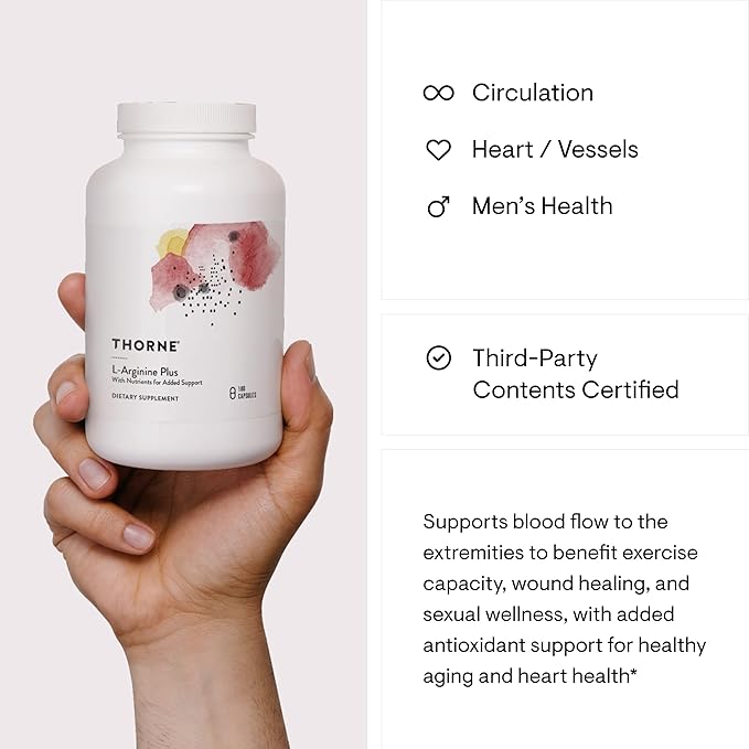 THORNE L-Arginine Plus (Formerly Perfusia Plus) - Sustained-Release Cofactors to Support Heart Function, Nitric Oxide Production & Optimal Blood Flow* - 180 Capsules
