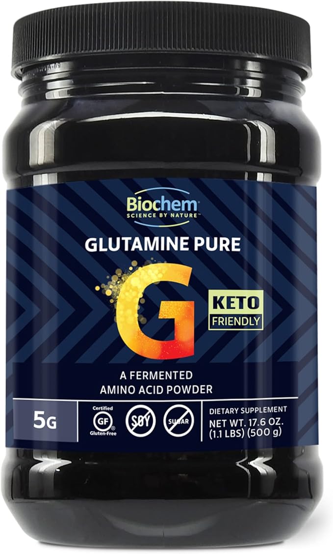Biochem Glutamine Pure Powder - Pharmaceutical-Grade L-Glutamine for Post Workout Recovery - Vegan, Gluten-Free, Keto - Supports Muscle Tissue, Immune Health, Energy - 5g per Serving, 17.6 oz