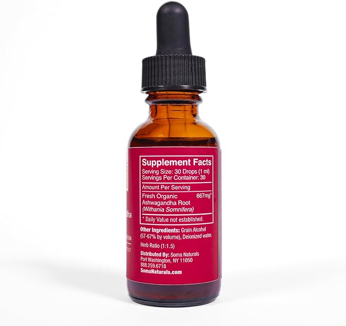 Ashwagandha Root Extract, Extra Strength Adaptogen Drops for Calm and Focus, Mood & Energy Support, Non-GMO, Gluten-Free, 1fl oz, 30ml