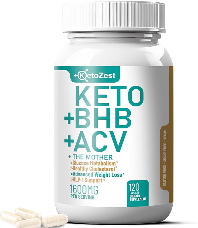 Keto ACV BHB Capsules 1600mg for Advanced Weight Loss & Belly Fat Burn - Organic Apple Cider Vinegar with The Mother Ketones Vegan Supplement - with Vitamin D3 Zinc Chromium for Men Women