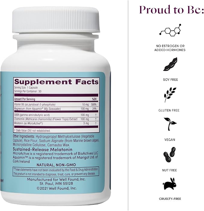 Womaness Let Me Sleep Supplements for Adults – Natural Sleeping Aid with Melatonin 3mg, Magnesium Supplement, GABA & Chamomile Extract for Restful Sleep – Nighttime Support for Sleeping - 30 Capsules