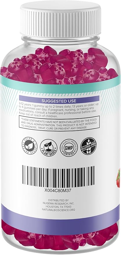 Sugar Free Magnesium Gummies for Kids 100mg - Calm & Sleep Support Chewable Magnesium Supplement, Sleep Aid, Anti-Stress, Bone Health, Muscle Relaxation, 30 Vegan Non-GMO Gluten-Free Raspberry Gummies