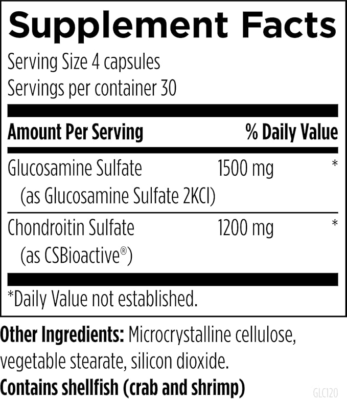 Designs for Health Glucosamine Chondroitin - Glucosamine Sulfate + Chondroitin Sulfate Supplement - Supports Healthy Joint Function (120 Capsules)