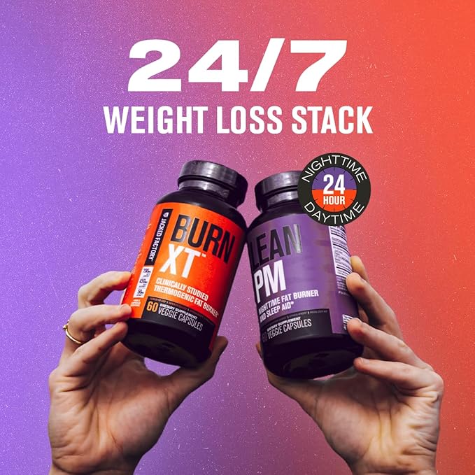 Jacked Factory Lean PM Night Time Fat Burner, Sleep Aid Supplement, & Appetite Suppressant for Men and Women - 120 Stimulant-Free Veggie Weight Loss Diet Pills