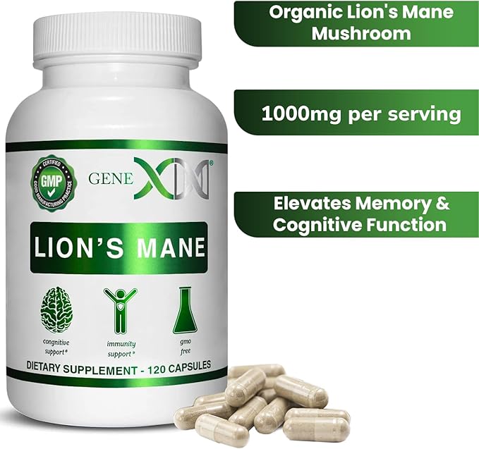 Genex Formulas Lions Mane Supplement with 100% Lions Mane Extract (3 Pack) - Nootropics Brain Support Supplement for Brain Boost, Focus, Mental Clarity, Natural Energy, 1000mg/serving - (360 Capsules)