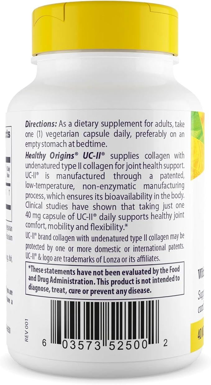 Healthy Origins UC-II 40 mg (Undenatured Type II Collagen, Non-GMO, Gluten Free, Joint Support), 60 Veggie Caps