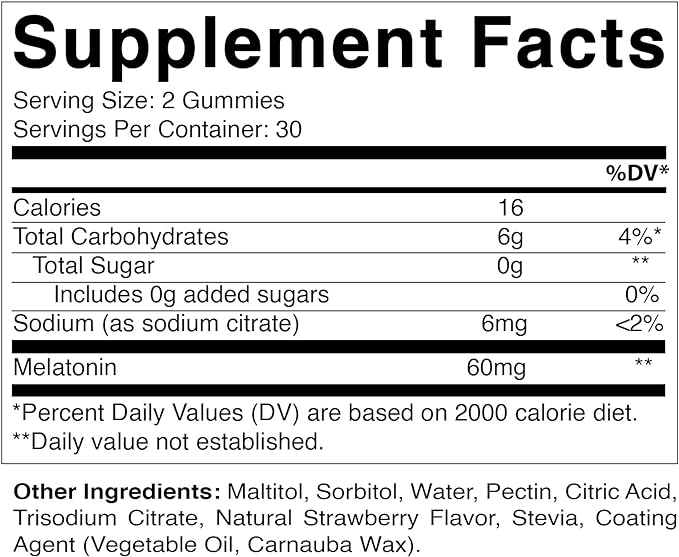 Vitamatic Sugar Free Melatonin 60 mg - 60 Vegetarian Gummies - Non-Habit Forming Supplement
