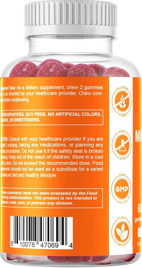 Vitamatic Magnesium Citrate Gummies 600mg per Serving - 60 Count - Promotes Healthy Relaxation, Muscle, Bone, & Energy Support (Pack of 2)