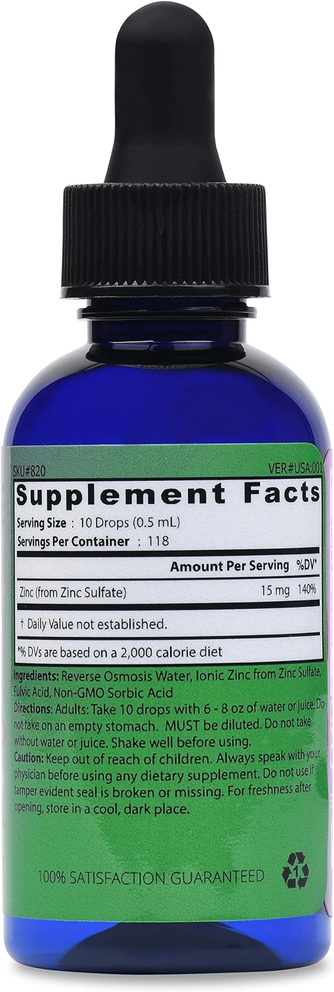 Cold Plasma-Activated Liquid Ionic Zinc Ultra Concentrate by Good State for Immune Support | No-GMO Pure Dietary Supplement | Vegan and Children Safe | 2 fl oz 118 Servings