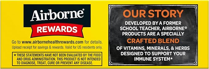 Airborne Vitamin C 1000mg (per Serving) - Zesty Effervescent Tablets, Gluten-Free Immune Support Supplement, Echinacea & Ginger, Orange, Citrus, 30 Count (Pack of 3)