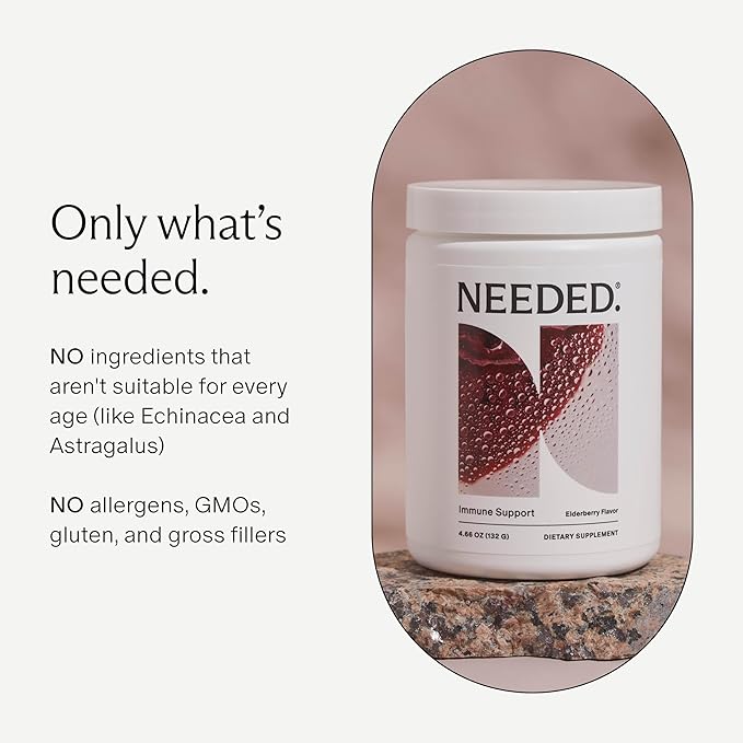 Needed. Immune Support Immunity Powder - for The Whole Family - Pregnancy Safe Immunity Supplement - Zinc with Elderberry - Easy-to-Take