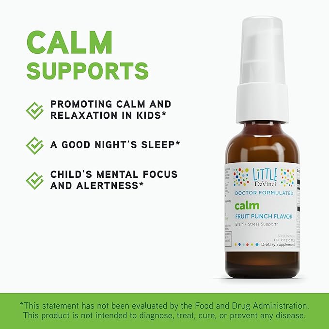 DAVINCI Little Children’s Bundle: Calm (Fruit Punch, 1oz) & Focus Chewable (Orange, 90 Tabs) - Helps Support Brain Health & Sleep for Kids*