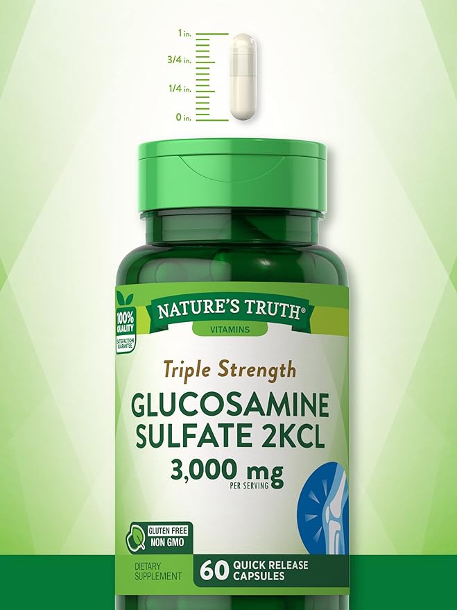Nature's Truth Glucosamine Sulfate Capsules | 3000mg | 60 Count | Triple Strength | Non-GMO & Gluten Free Supplement