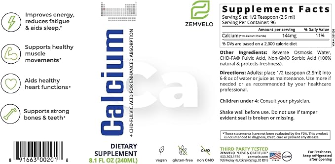 Liquid Ionic Calcium Supplement | Women's Health | Fast Absorption | Easy to Digest | Bone & Teeth Support