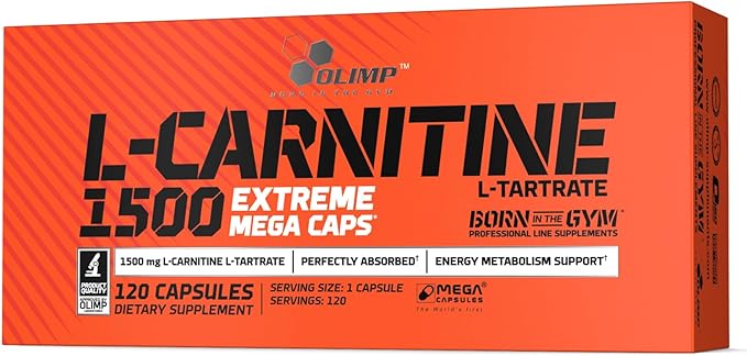 L-Carnitine 1500 Extreme Mega Caps - 120 Capsules, Reduction Booster, Best l carnitine in Tartrate Form, Supplement That Improves Performance