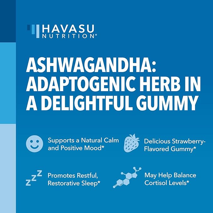 Ashwagandha Gummies for Stress & Mood Support - Vegan, Non-GMO Supplement for Calm & Relaxation - Withania Somnifera for Enhanced Sleep Quality & Emotional Balance - 1-Month Supply, Strawberry Flavor