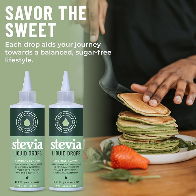 Natrisweet Liquid Stevia Drops, 8oz 2pack, Pure Sweetener from Stevia Extract, Plant-Based Sugar Substitute, Zero Calorie Keto Sweetner, Mix Liquid Sugar into Drinks and Treats, Non-GMO