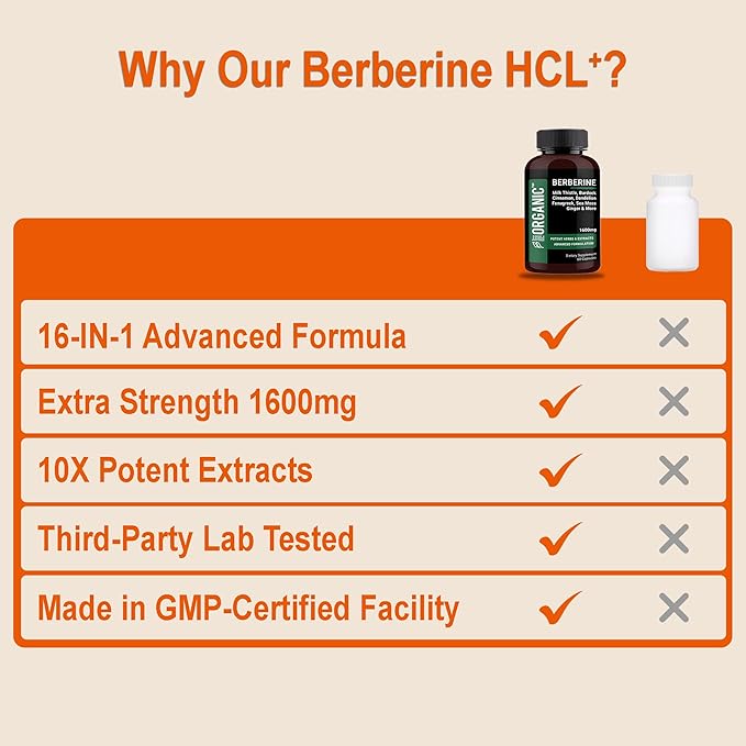 Berberine HCL+ Complex 1600mg - 60 Capsules - Supports Cardiovascular, Liver & Gut Health with Ceylon Cinnamon, Milk Thistle & Gut Blend - Third-Party Tested, Vegan, Non-GMO, Gluten-Free