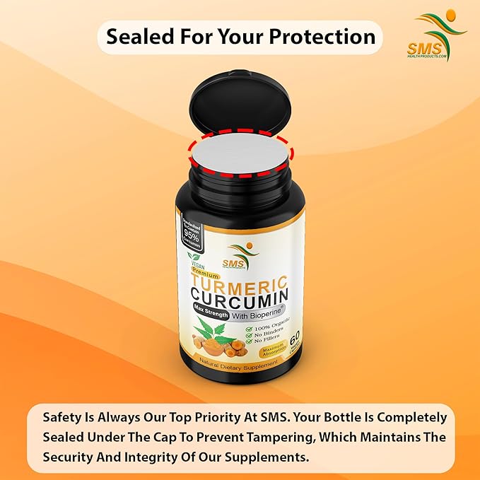 Turmeric Curcumin Supplement 1,000mg – 95% Curcuminoids with BioPerine® Black Pepper for Absorption – Vegan, Non-GMO, Made in USA – 60 Capsules
