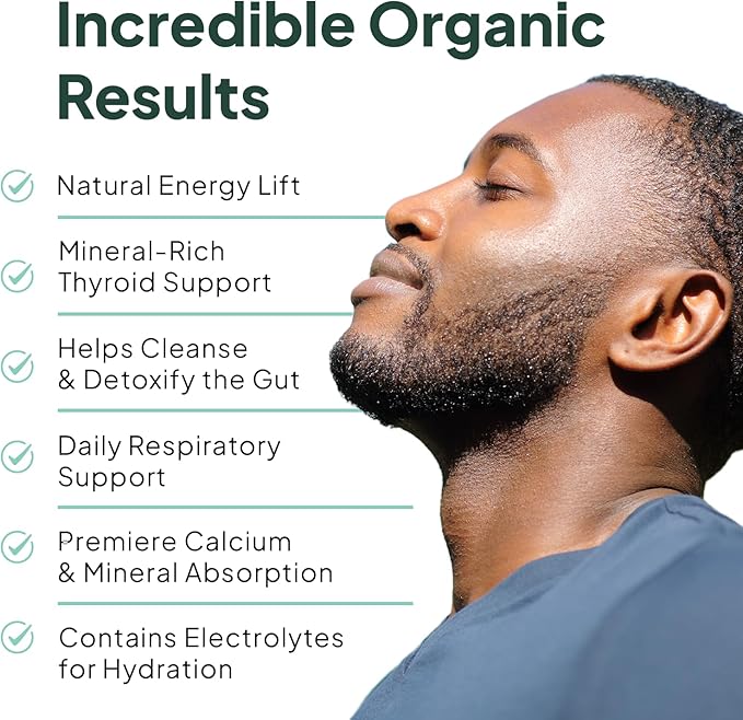 Wild Sea Moss Capsules - 100% Organic Irish Sea Moss with Organic Chlorella, Bladderwrack and Vitamin D for Energy, Lung Health and Thyroid Support for Women and Men - 60 Capsules