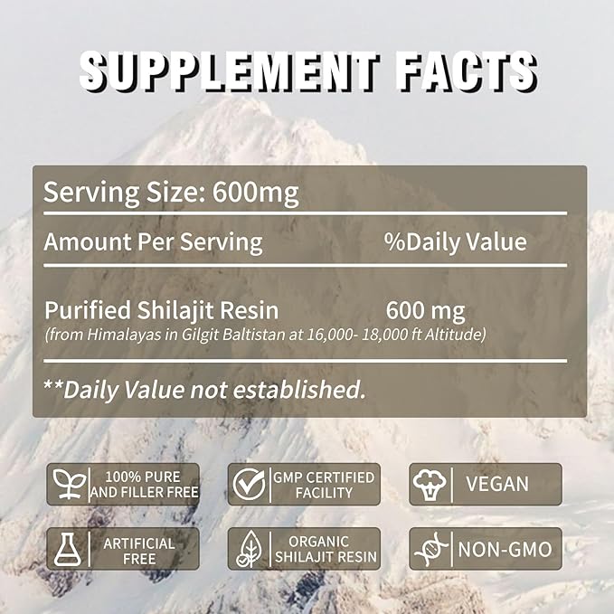 Shilajit Pure Himalayan Organic Resin,shilajit for Men and Women,85+ Trace Minerals,Humic and Fulvic Acid,600mg Gold-Grade Himalayan Shilajit Resin (30g)