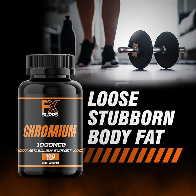 FX SUPPS Chromium Polynicotinate 1000 mcg (100 Capsules) Weight Management Supplements for Men and Women | Improves Energy Production and Heart Health