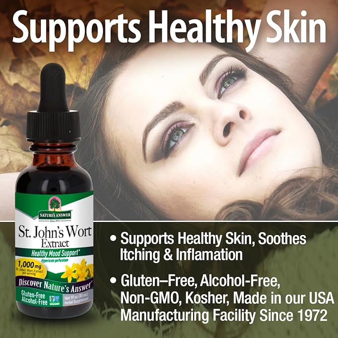 Nature's Answer St. John's Wort Alcohol-Free Liquid Extract (Hypericum Perforatum) | Healthy Mood Support | Non-GMO, Kosher & Gluten-Free 1oz
