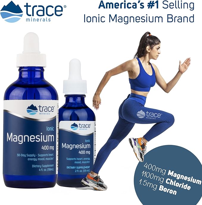 Trace Minerals | Liquid Ionic Magnesium 400 mg | 2 fl oz - Pack of 1 (32 Servings)