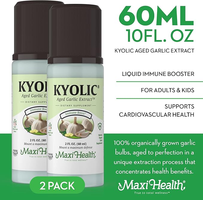 Kyolic Aged Garlic Extract Liquid - Odorless Garlic Supplements - Organic Kyolic Garlic - Organic Garlic Supplements for Heart Health (2 Pack)